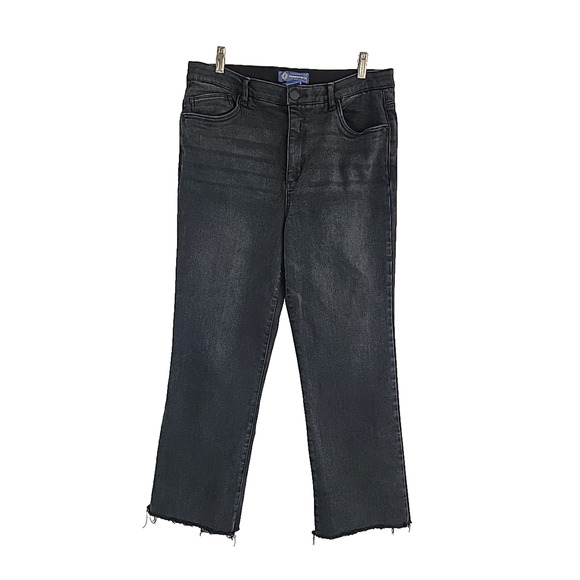Democracy Ab-Solution Straight Leg Jeans Women’s 14 Gray High Rise Raw Hem - Picture 1 of 11